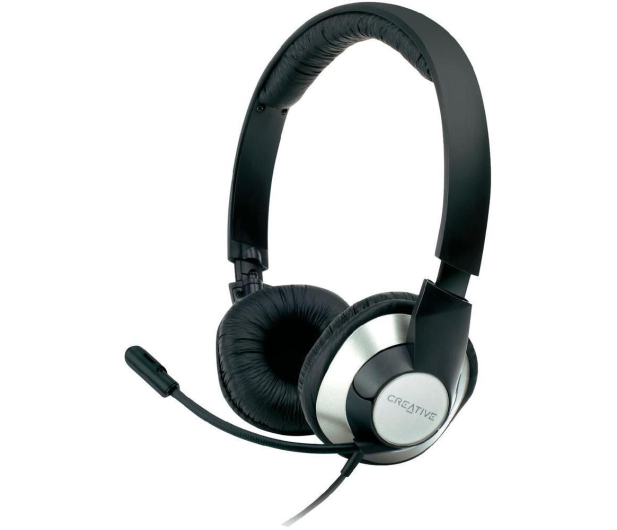 Creative HS-720 czarno-srebrne z mikrofonem - 64455 - zdjęcie